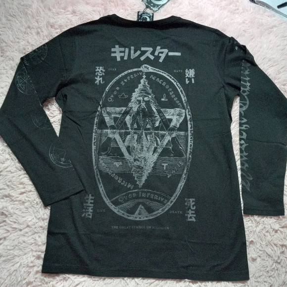 Killstar nwt long sleeve gothic tee! occult pentagram subtle design - Picture 11 of 13
